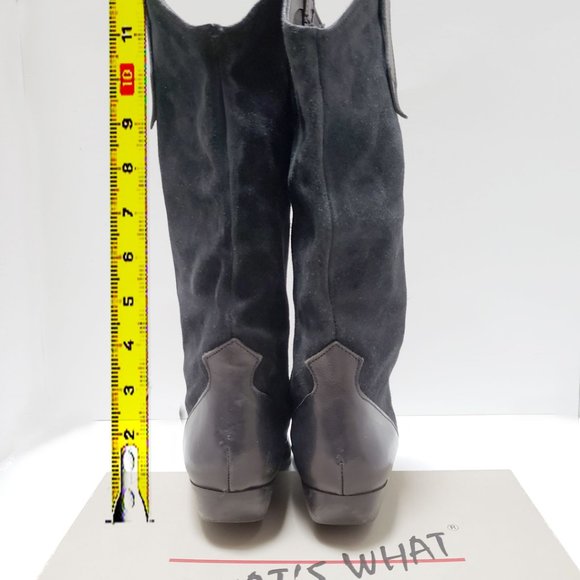 What's What Black Suede Mid Calf Boot Style Rowdy - Picture 11 of 15